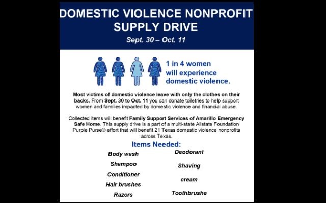 Domestic Violence Supply Drive Sep 30-Oct 11